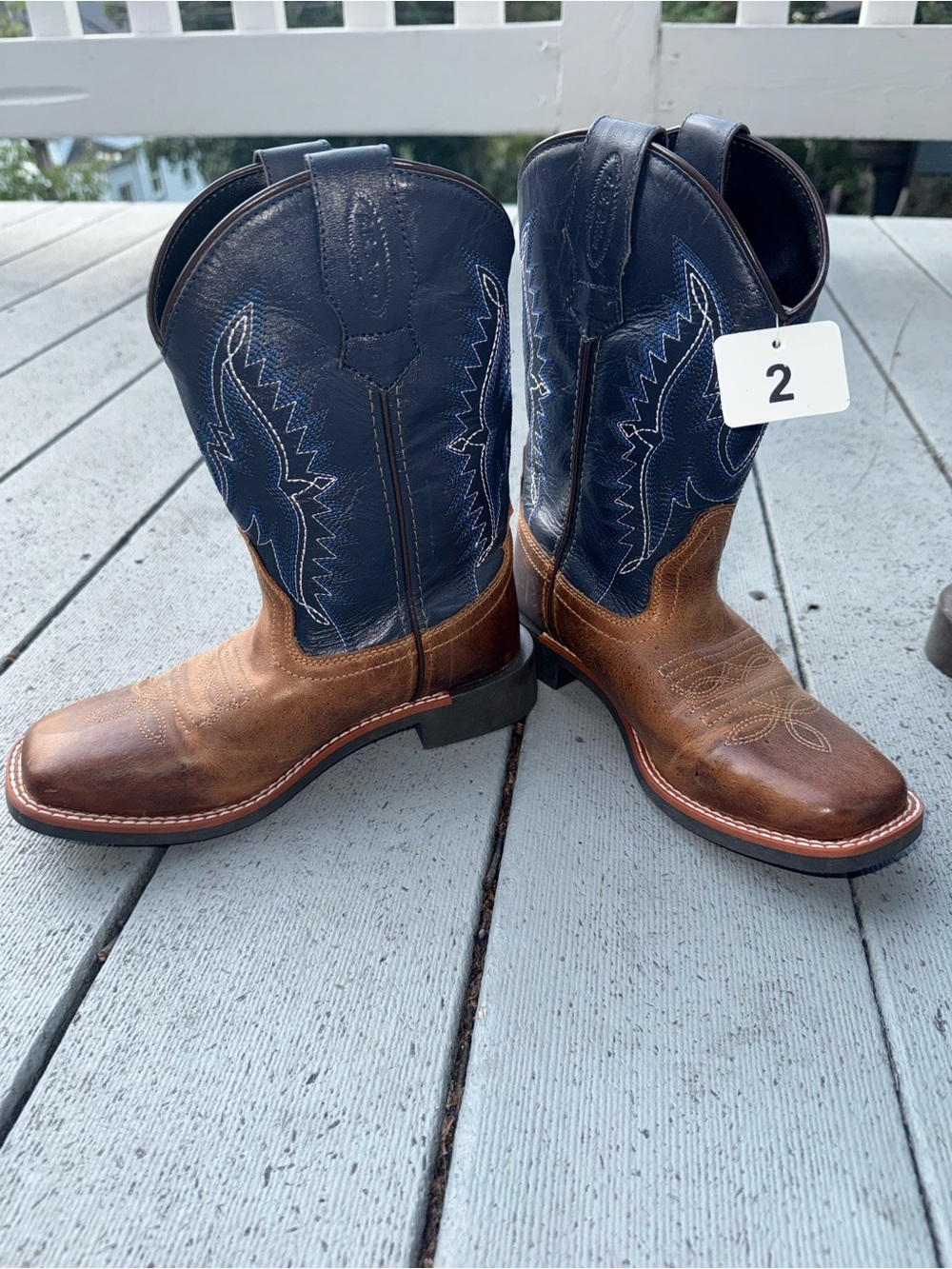 J.B. Dillon Two-Tone Brown & Navy Kids Western Boots